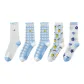 [5 Pack]White Blue+White Plaid+White Plaid+White Lemon+White Flower