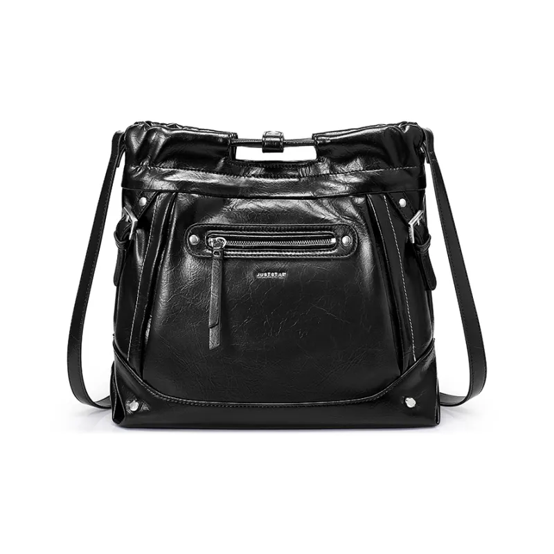 JUST STAR Waxed Leather Backpacks Medium Size Women's Multicolor-16