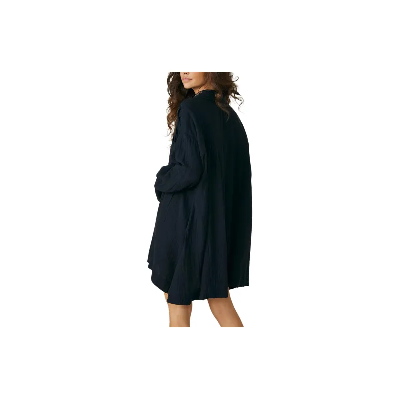 FREE PEOPLE The Voyager Shirtdress Long-Sleeved Dresses Women's BLACK/Black-1