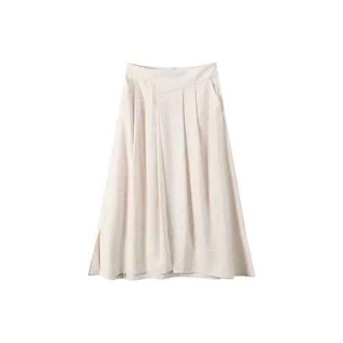 H-YXIANG Casual Long Skirts Women's Off White