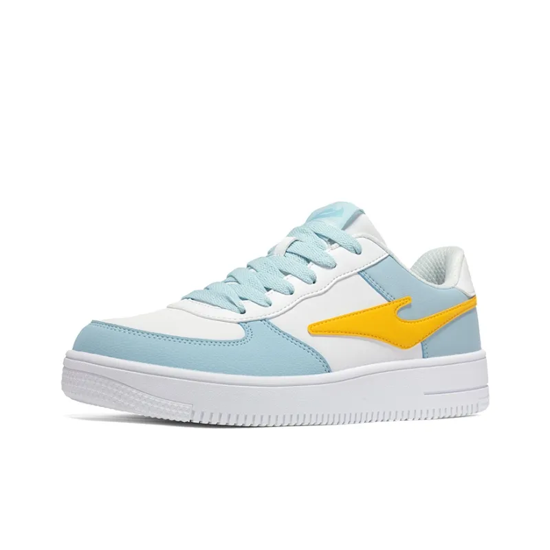 Erke Cushioning Wear Resistant Low Top Skateboard Shoes Men's White Blue-2
