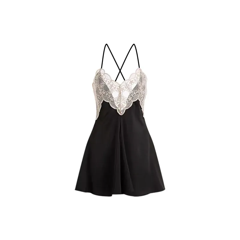 Flowers In Water Nightgown Women's Black-0