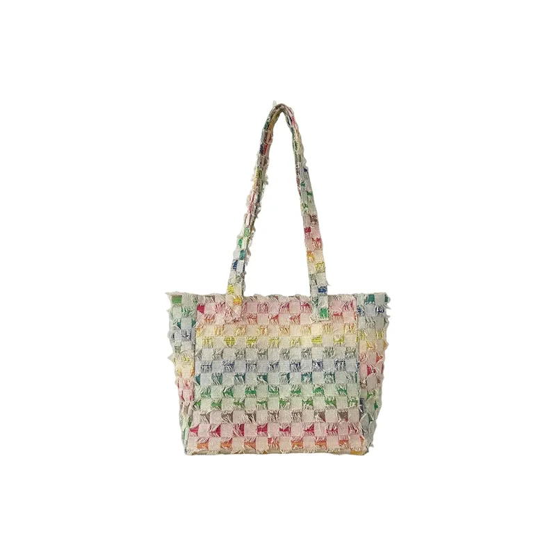 Morellybear Canvas Canvas Bag Shoulder Bags Women's Star Pattern/Rectangle/Checkerboard-8