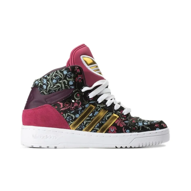 Adidas Originals Metro Attitude Coverage Slip Resistant Mid Top Skateboard Shoes Women's Black Red Patchwork-1