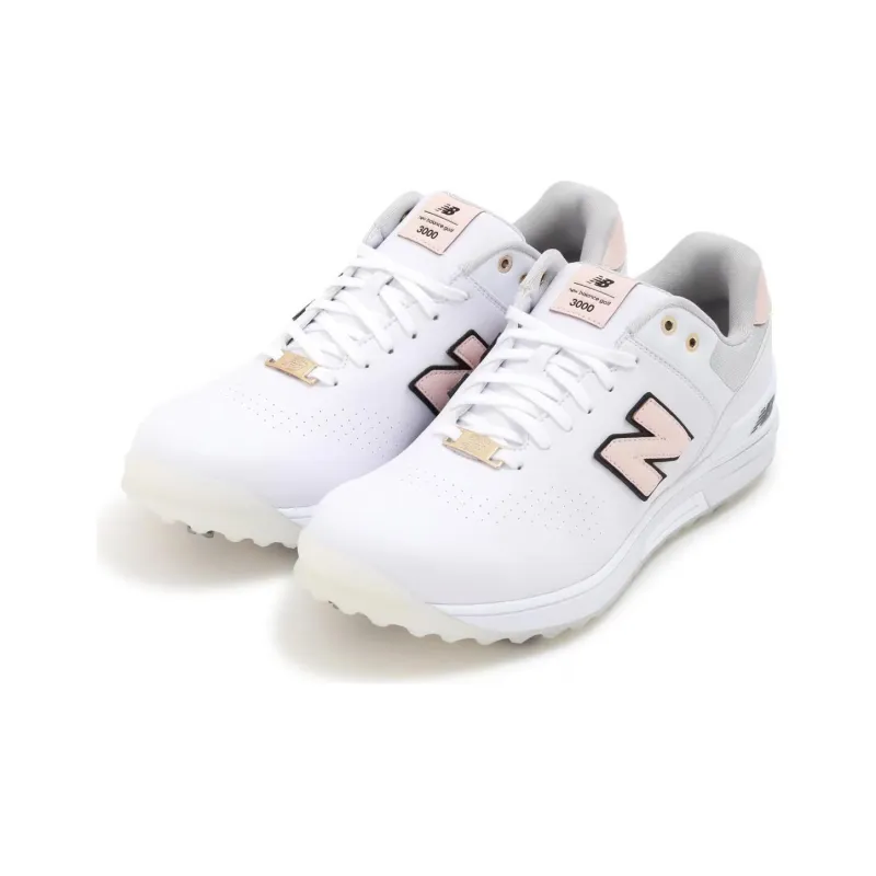 New Balance 3000 V3 Slip Resistant Coverage Low Top Golf Shoes Women's White Pink 2E-2