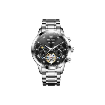 OLEVS Minimalist Series Mechanical Movement Watch Men's Watches Black Dial