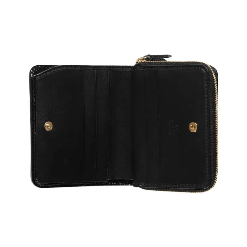 GUCCI Patent Leather Wallet Mini Women's Black-3