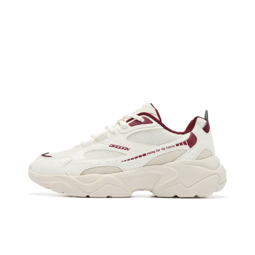 QIAODAN Chunky Sneakers Women's Low-Top Ivory Red Lacquer