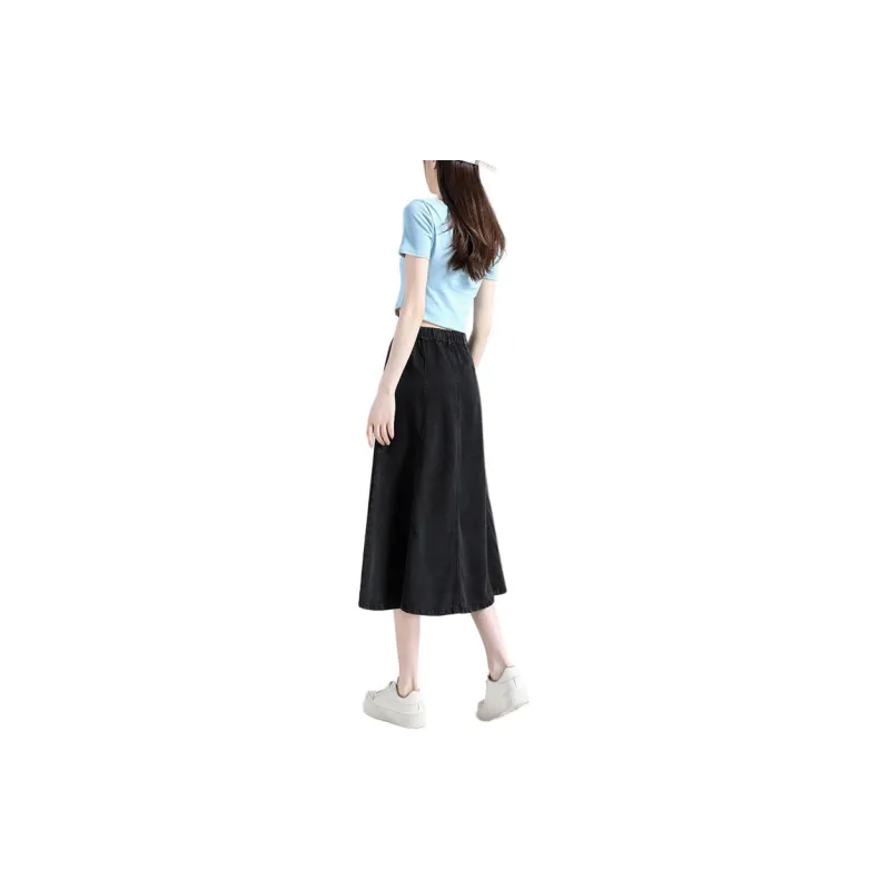 Concubine Zhu Denim Long Skirt Women's Black-1