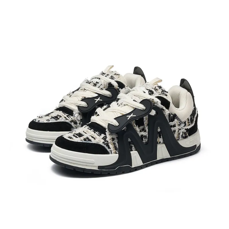 TOFAVE Anti Slip Wear Resistant Low Top Skateboard Shoes Unisex Beige Black Chanel Inspired-1
