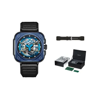 OLTO 8 EX Navigator Collection Wrist Watch Automatic Mechanical Movement Genuine Leather Strap Blue Dial Men's Watches
