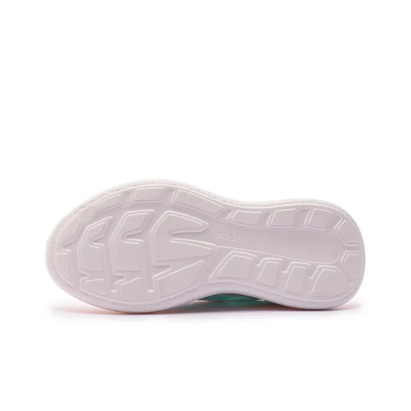 DEERWAY Cushioned Slip Resistant Low Top Running Shoes Women's White Green Orange-5