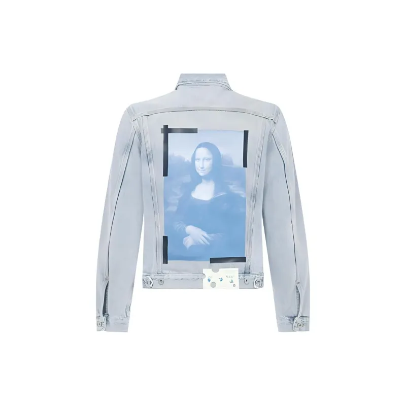 OFF WHITE Mona Lisa Series Denim Jackets Men Blue-1