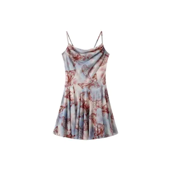 Slip Dresses Women's Smudge-Prone Blue Butterfly