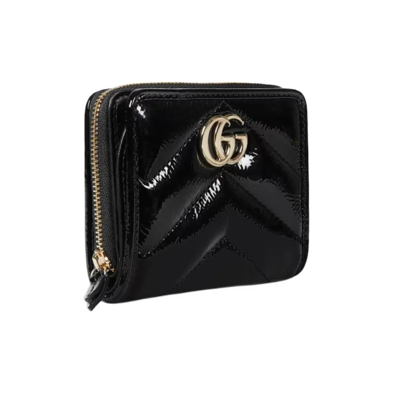GUCCI Patent Leather Wallet Mini Women's Black-1