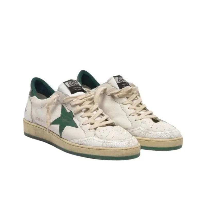 Golden Goose Ball Star Skateboard Shoes Men's White Green-2