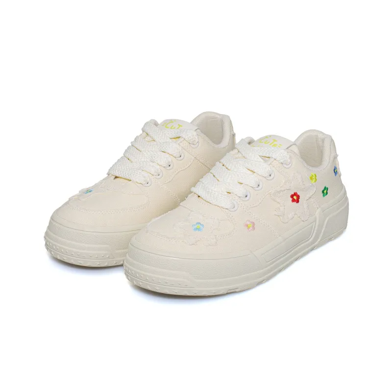 B10CROWN Slip Resistant Breathable Lightweight Low Top Canvas Shoes Women's Beige-4