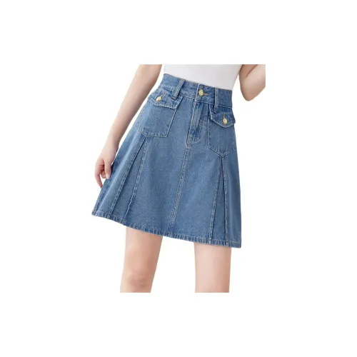 Mo Han Yi Mei Denim Short Skirts Women's Blue