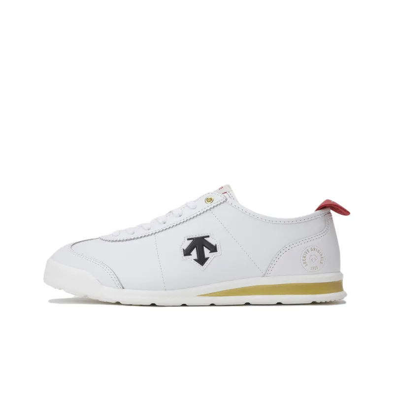 DESCENTE Crontempo Shock Absorbers With Slip Resistant Features Low Top Running Shoes Unisex White Red Gold-0