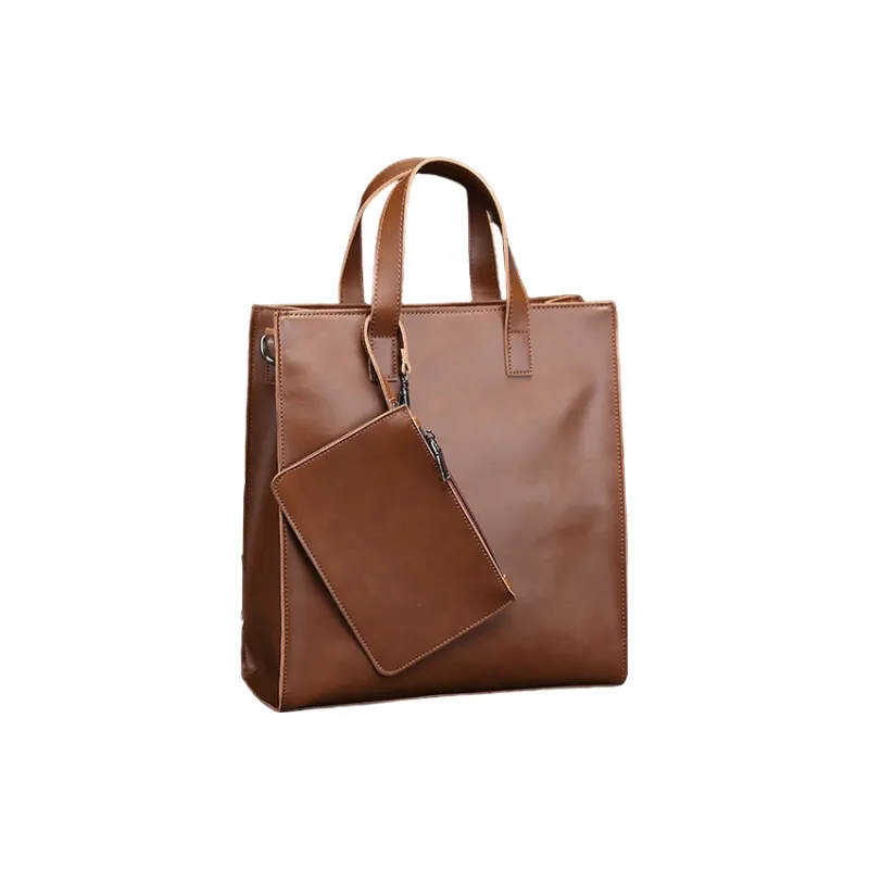 TTaG．baG PVC Leather Handbag Shoulder Bag Men's Brown/Gray-3