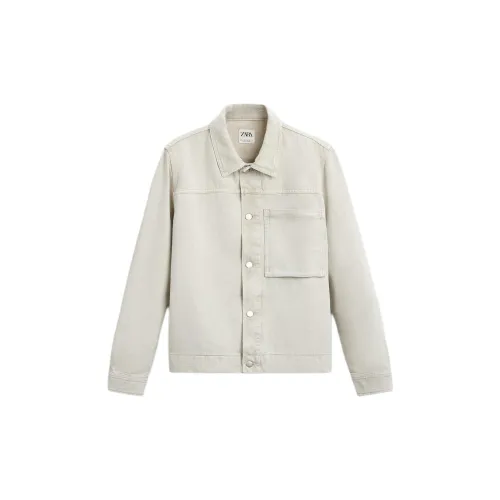 ZARA Denim Jackets Men Beige