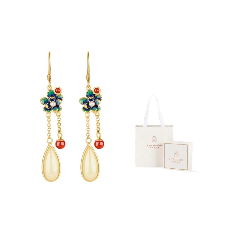 Mom's Gift Earrings Pale Greenish White Jade Women's-2