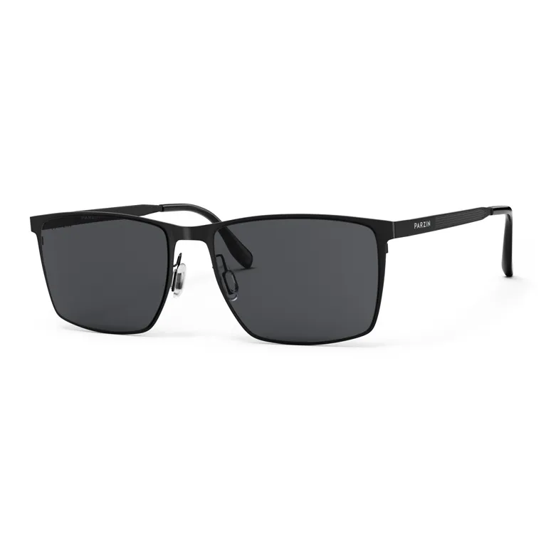 PARZIN Steel Rectangular Ink Lenses Men's-0
