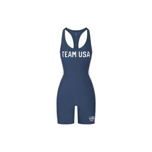 Skims USA Olympic Team Co-branded One-Piece Swimsuits Women's Navy/Marine Blue