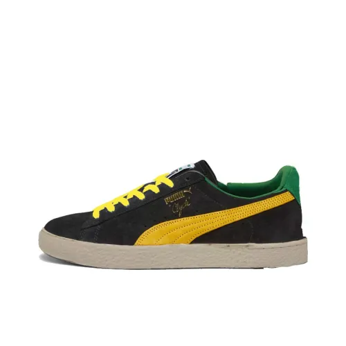 PUMA Suede Skateboard Shoes Men Low-Top Black/Yellow