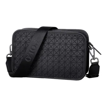 POLO Textile, Synthetic Leather Crossbody Bag, Shoulder Bag Medium Size Men's Black