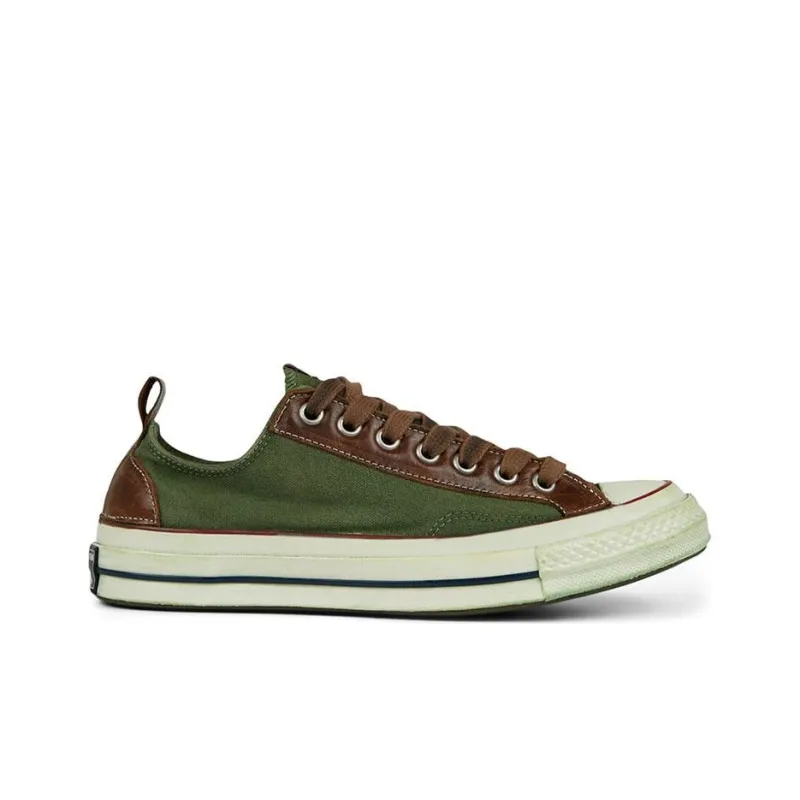 Converse 1970s Space Vintage Chuck Anti-Slip And Wear-Resistant Breathable Low-Top Canvas Shoes Unisex Green Brown-1