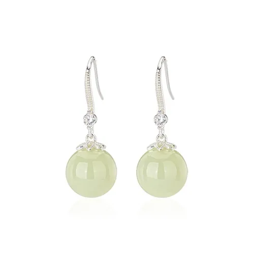 Mofei Hetian Jade Earrings Women's Pale Greenish White Jade