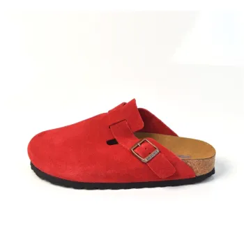 Boku Cork Sole Abrasion Resistant Slip Resistant Closed Toe Slippers Unisex Red