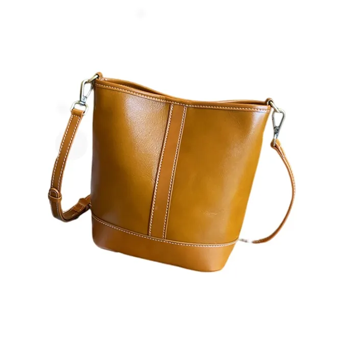 TTaG．baG Vegetable Tanned Top Grain Cow Leather Bucket Bags Crossbody Bag, Shoulder Bag Women's-7