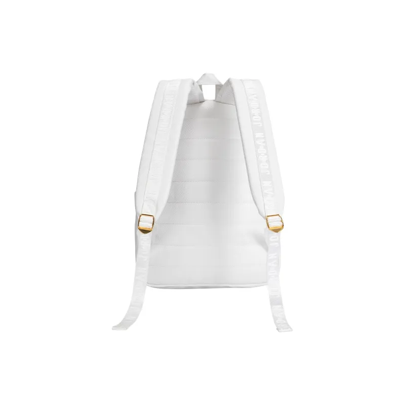 Jordan PU Leather Patchwork Backpack Regular Unisex White Gold-2