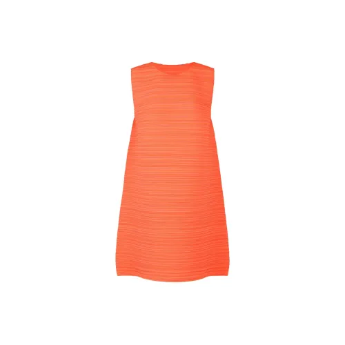 PLEATS PLEASE ISSEY MIYAKE Sleeveless Dresses Women's Neon Orange