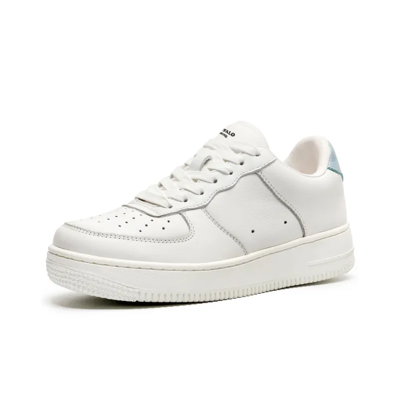 BUFFALO BOUND Warm Slip Resistant Low Top Skateboard Shoes Unisex White-2