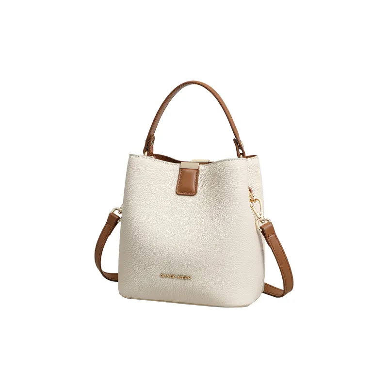 PT'SON Cow Leather Patchwork Synthetic Leather Shoulder Bag Crossbody Bag Handbags Regular Women's Ecru-2