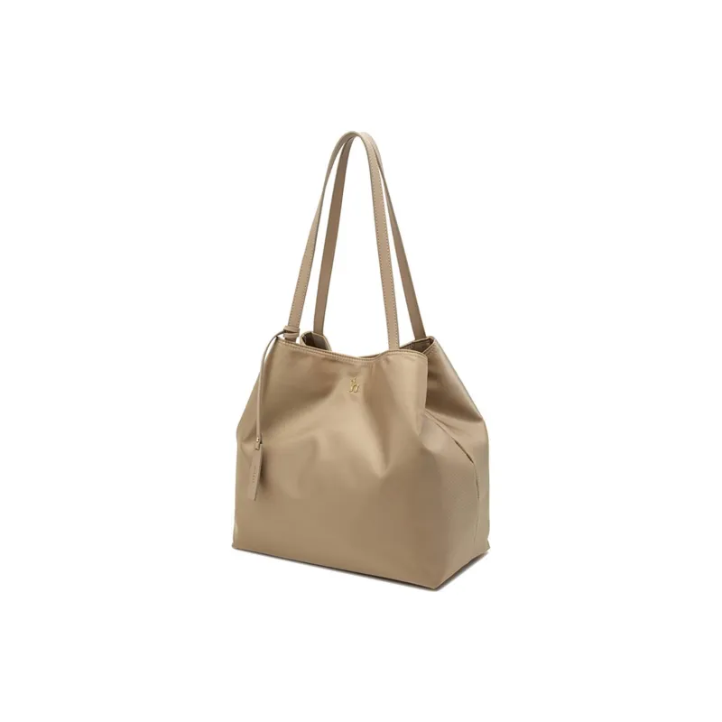 HAZZYS Fabric Tote Commute Tote Bag Single Shoulder Crossbody Handbag Large Size Women's Black/Brown/Navy Blue/Beige-2