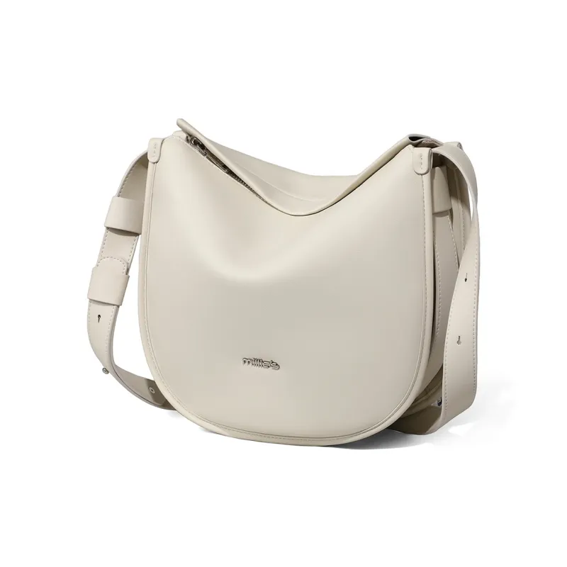 MILLIE'S Synthetic Leather Underarm Tote Saddle Bag Shoulder Bag Women's White/Khaki-4