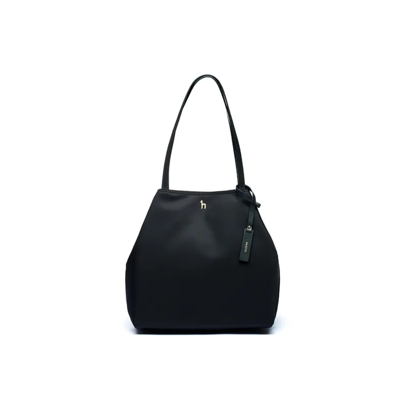 HAZZYS Fabric Tote Commute Tote Bag Single Shoulder Crossbody Handbag Large Size Women's Black/Brown/Navy Blue/Beige-7