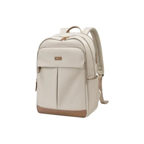 POLO Fabric Backpack Large Size Women's Beige Apricot/Light Purple