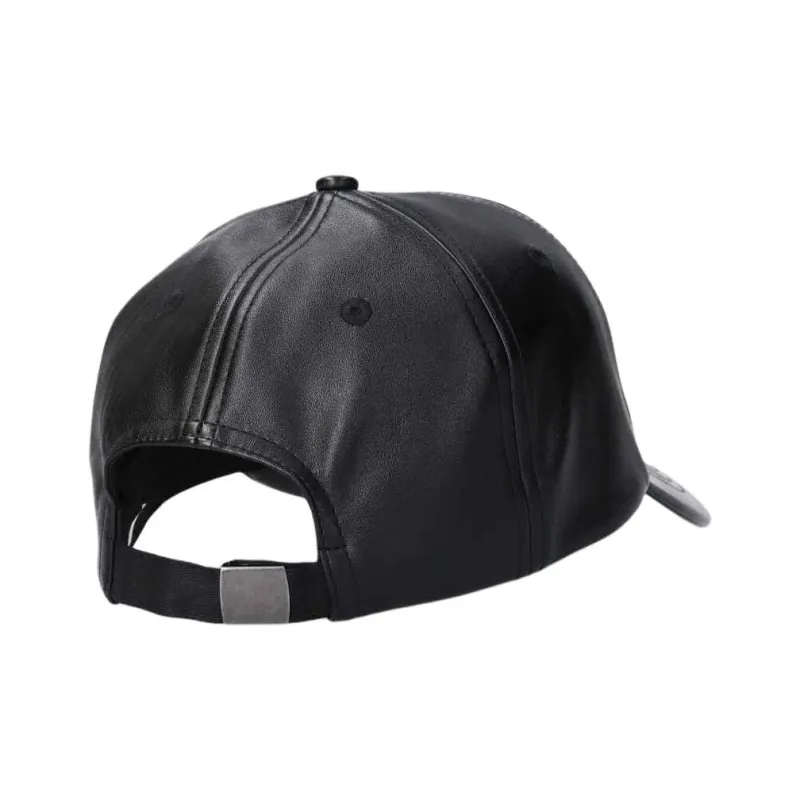 KANGOL Artificial Leather Baseball Caps Unisex Black/White-1