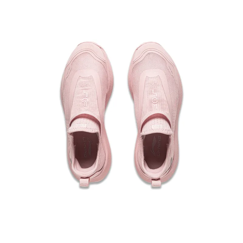 LiNing Anti Slip Wear Resistant Breathable Lightweight Low Top Casual Running Shoes Women's Pink Gray-3