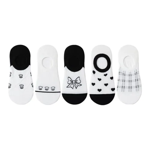 MIIOW No Show Socks Women's 5 Pack White
