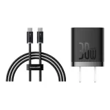 Black Set[30W Charger+1m Dual USB-C Fast Charging Cable]Compatible with Apple 15-16
