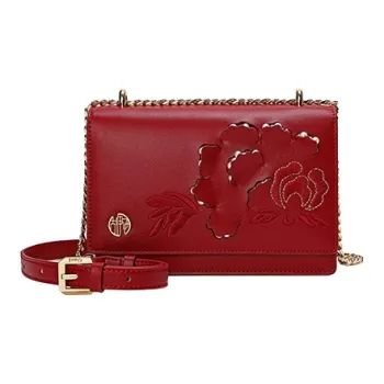 Ancient Yi Xi Cow Leather Shoulder Bag Crossbody Bag Women's Rogue Red