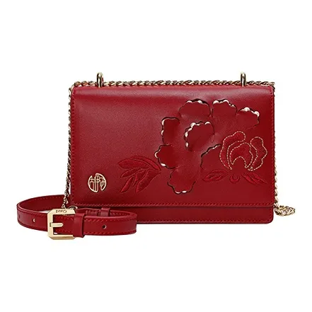 Ancient Yi Xi Cow Leather Shoulder Bag Crossbody Bag Women's Rogue Red-0