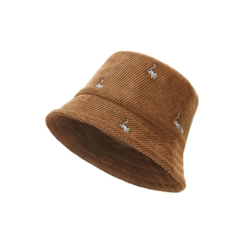 LOEWE Cotton Corduroy Calfskin Bucket Hats Unisex Brown-2