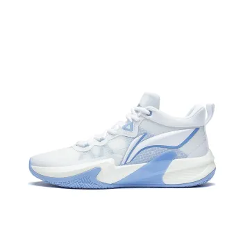 LiNing Cushioning Anti Slip And Wear Resistant Breathable Coverage Low Top Basketball Shoes Men's White Blue